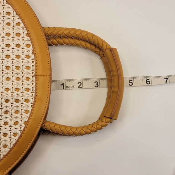 Sole Society Faux Camel Leather and Cream Rattan Circle Bag, EUC - Picture 7 of 7